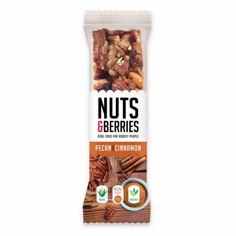 Pecan kaneel notenbar van Nuts & Berries, 15 x 30 g